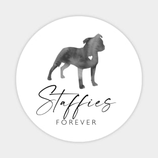 Staffordshire Bull Terrier Lover Gift - Ink Effect Silhouette - Staffies Forever Magnet